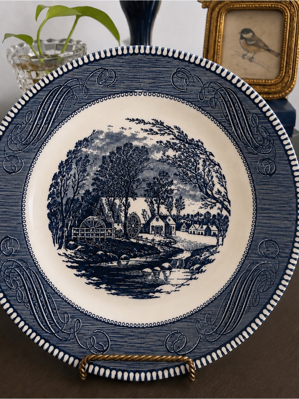 Vintage Currier & Ives “The Old Grist Mill” dinner plate by Royal USA.